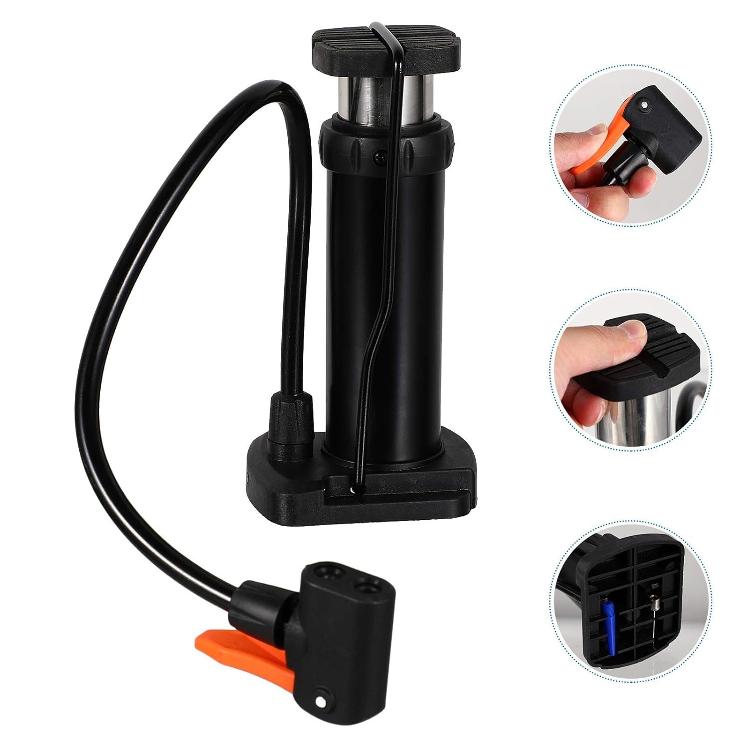 Compact Mini Foot-Operated Air Pump with Hose & Locking Valve Head