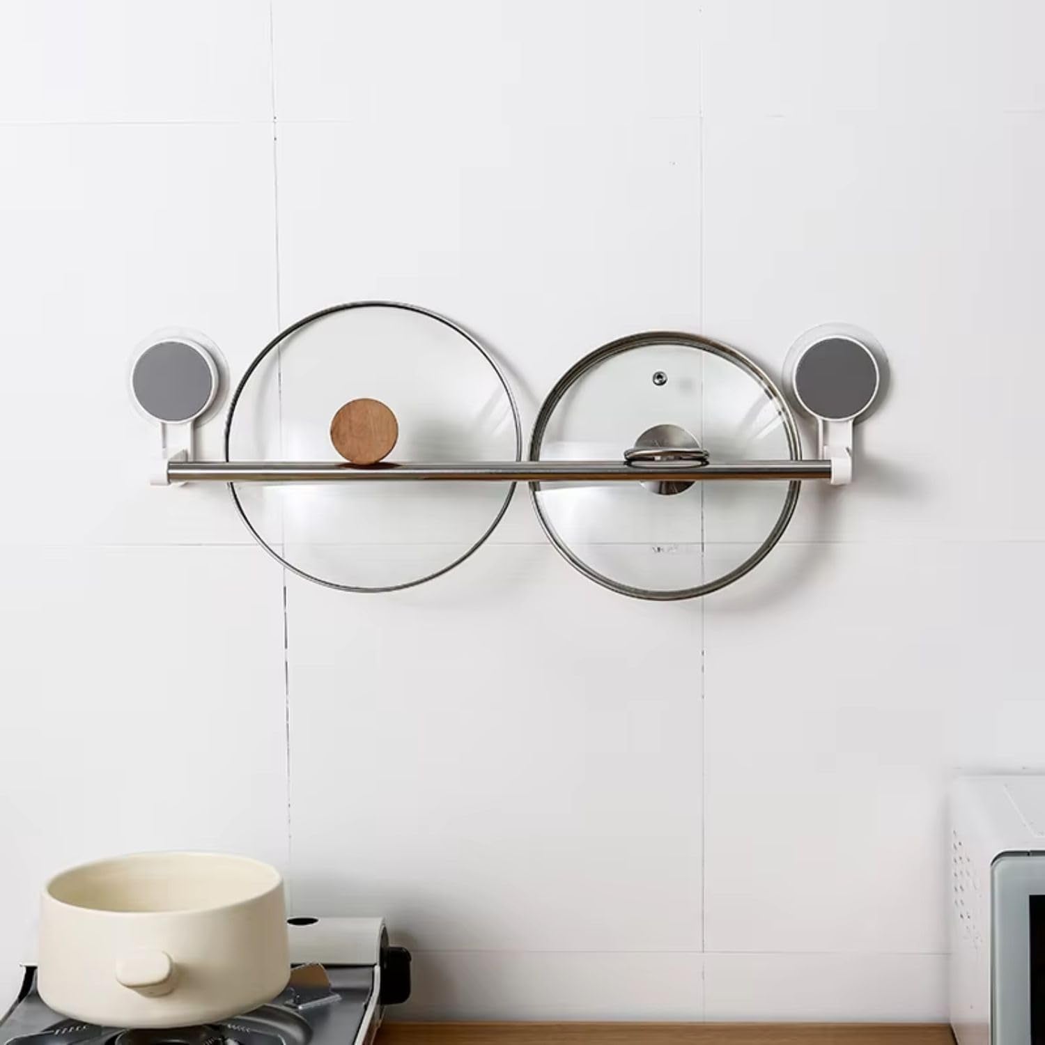 Self-adhesive towel rod mounted for drying towels and cloths