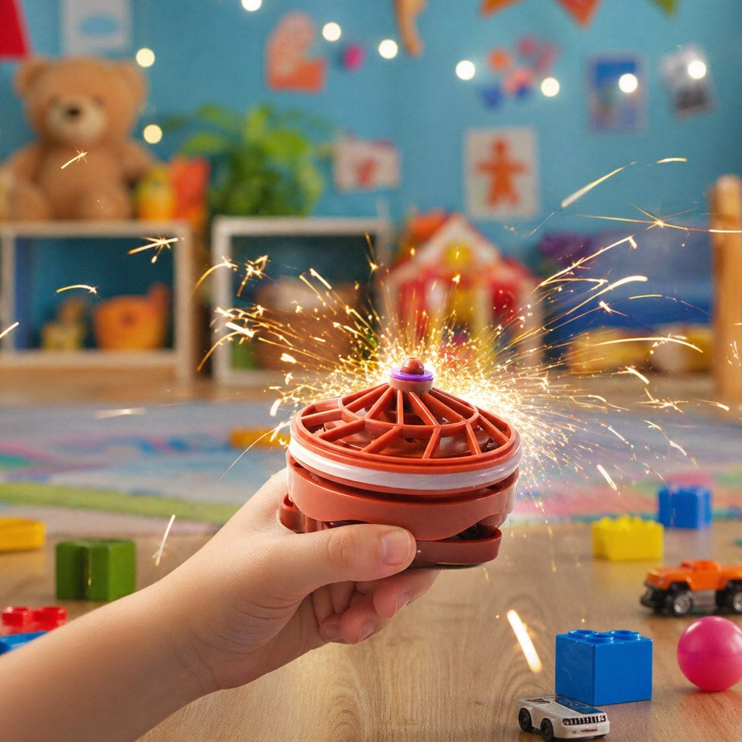 Fireworks Spark Effect Spinning Battle Top Toy (1 Pc)