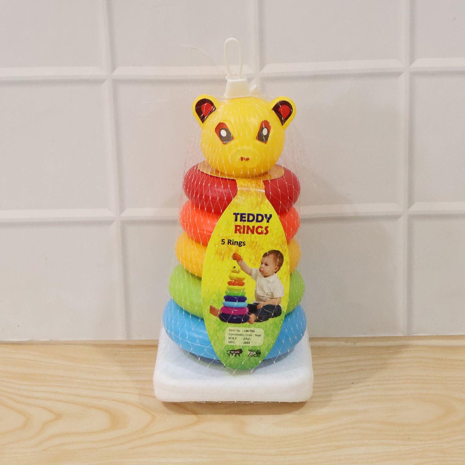 Plastic Baby Kids Teddy Stacking Ring Jumbo Stack Up Educational Toy 5pc