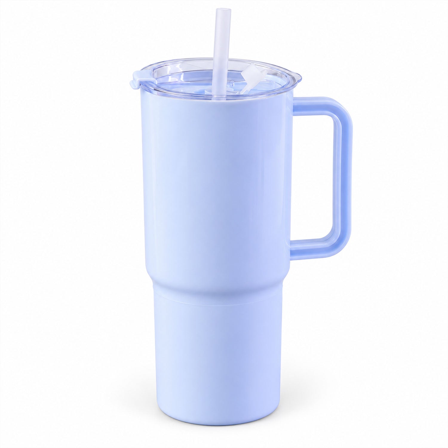 Close up of the ergonomic handle on the 750 ml travel tumbler