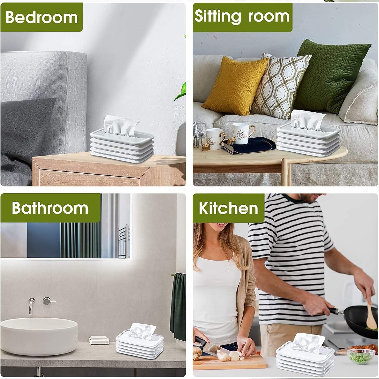 Compact silicone tissue box for car and bedroom