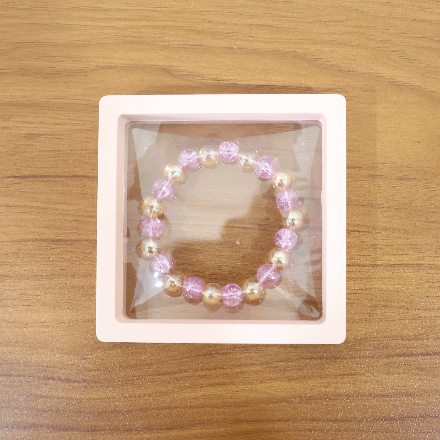 Stylish dual-tone crystal beaded stretch bracelet