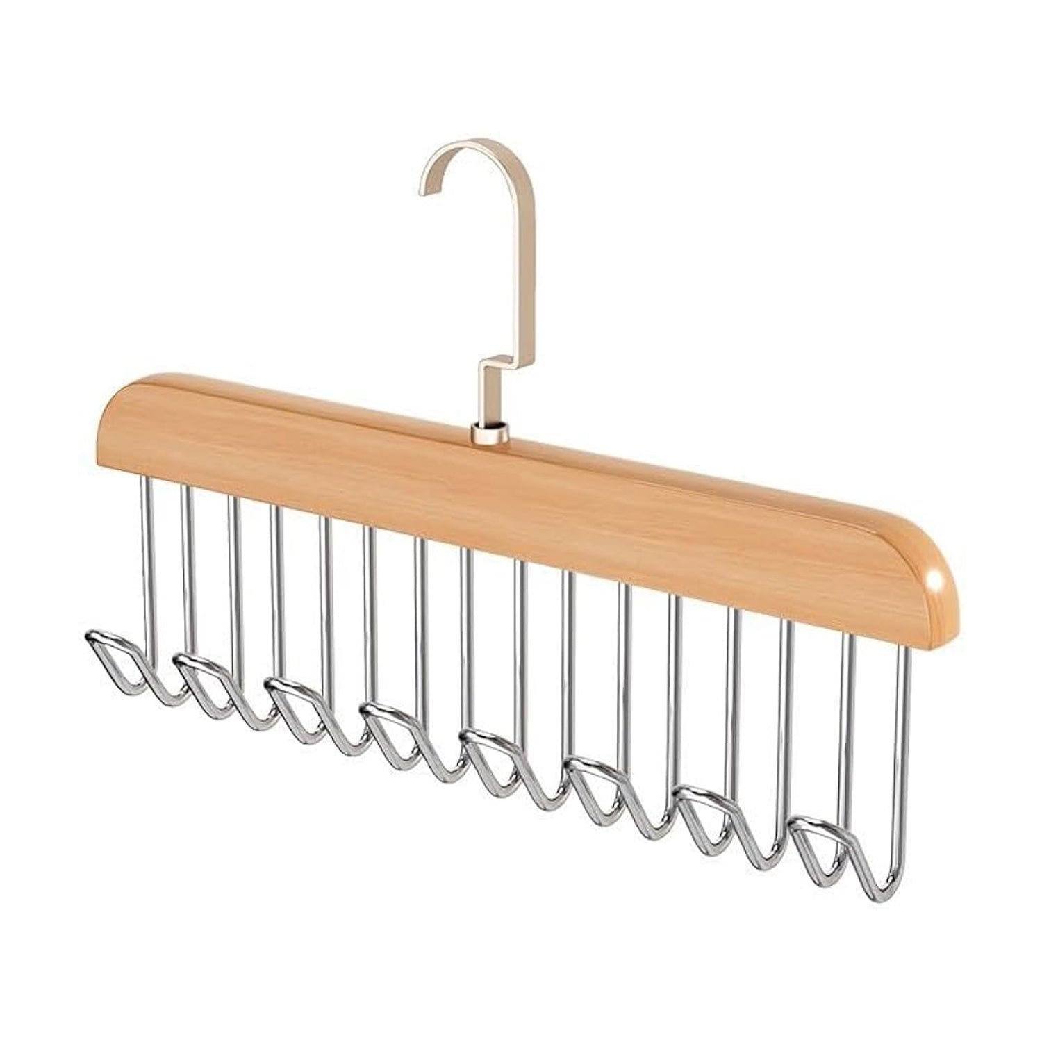 Space saving hanger holding scarves and clothes