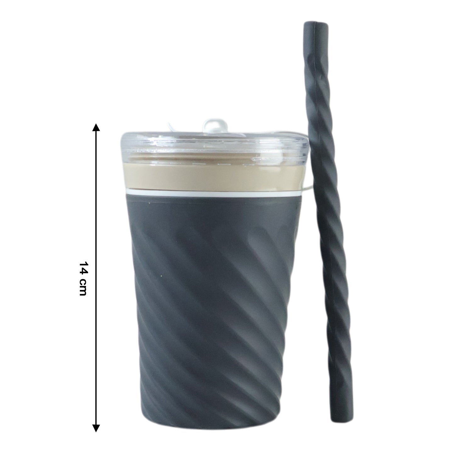 Swirl Design Drinking Tumbler Cup with Lid and Straw (1 Pc)