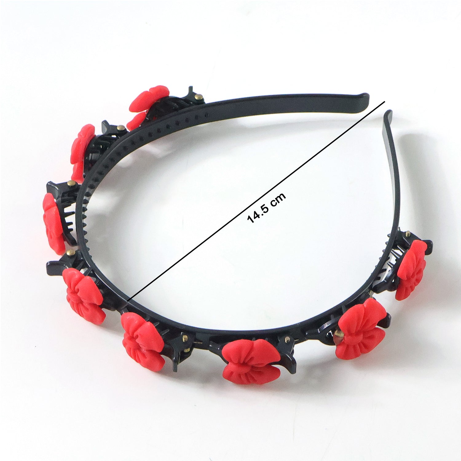 Decorative Floral Headband with Built In Mini Claw Clips Hair Band 1 Pc