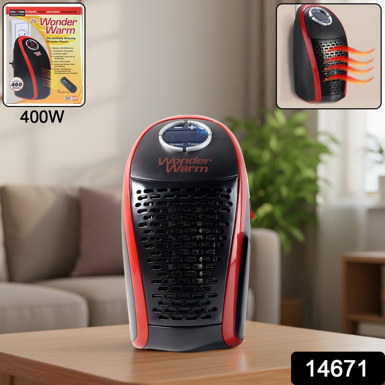 Wonder Warm 400W Wall Plug Room Heater (Without Remote, 1 Pc)
