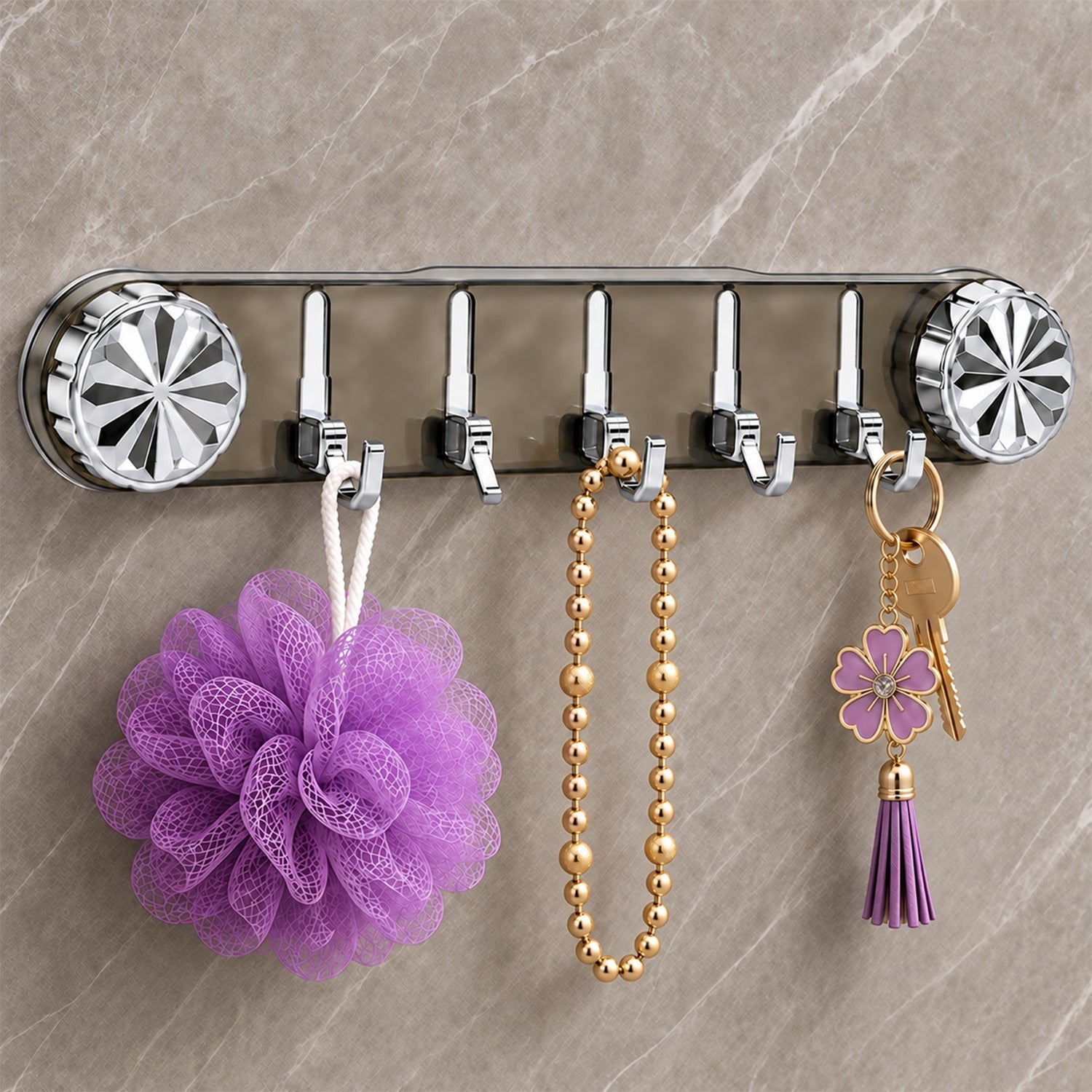 Multipurpose wall storage rack folding hooks suction