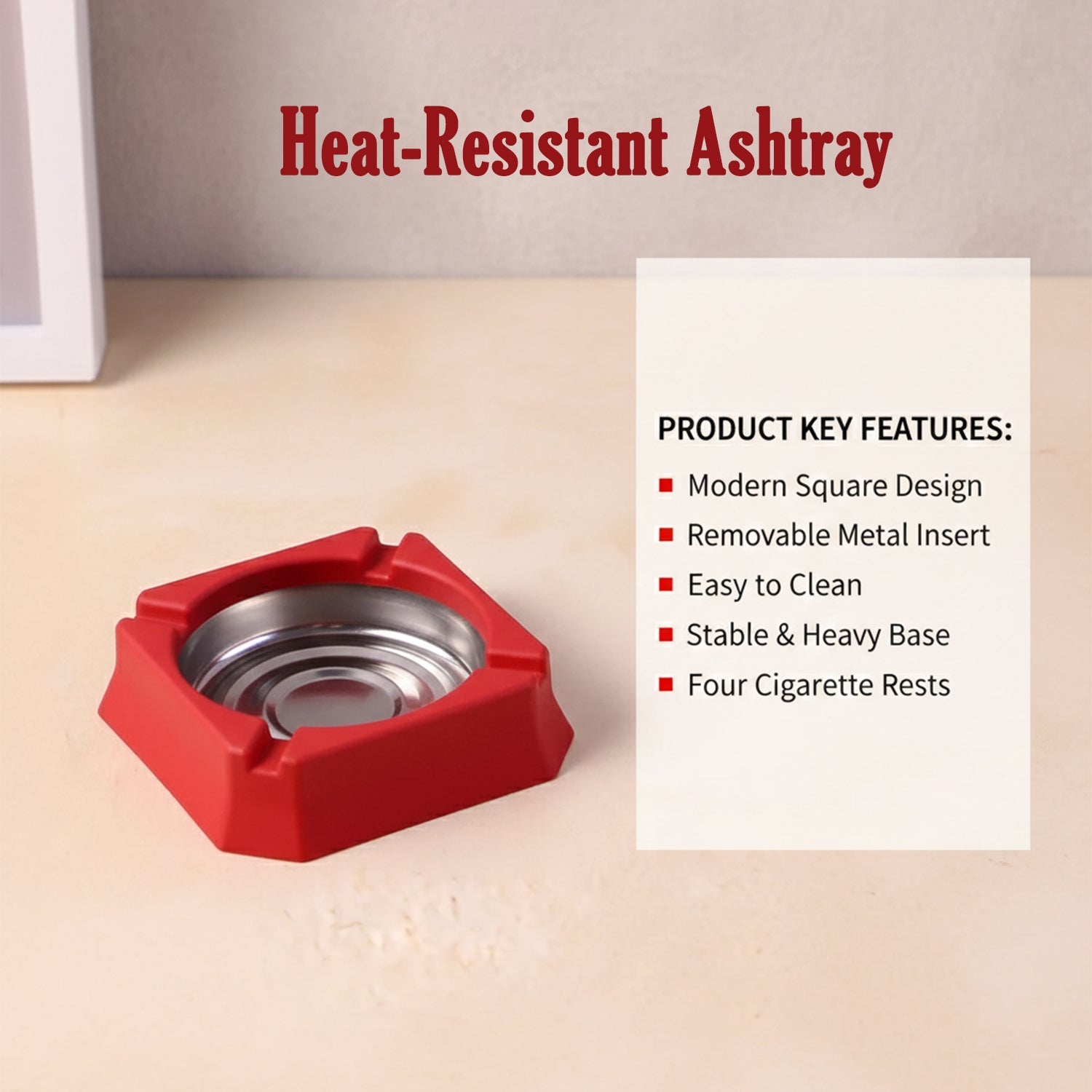 Top-down view of a heat-resistant ashtray