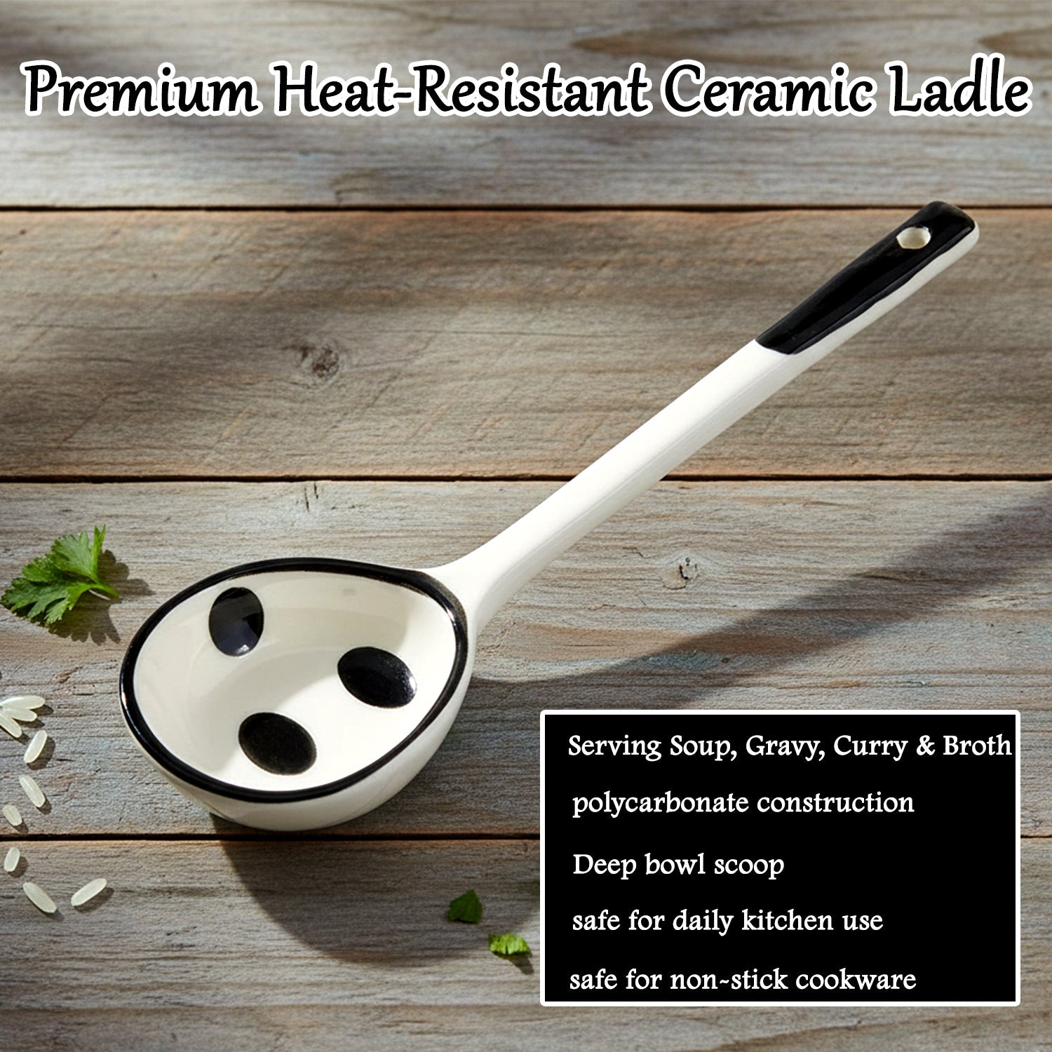 Premium 17 cm Heat-Resistant Ceramic Soup Ladle