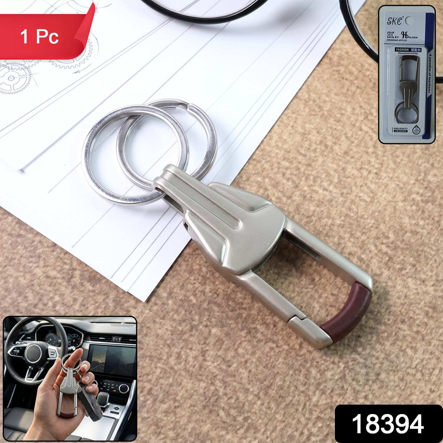 Heavy Duty Metal Key Holder Carabiner Clip Keychain (1 Pc)