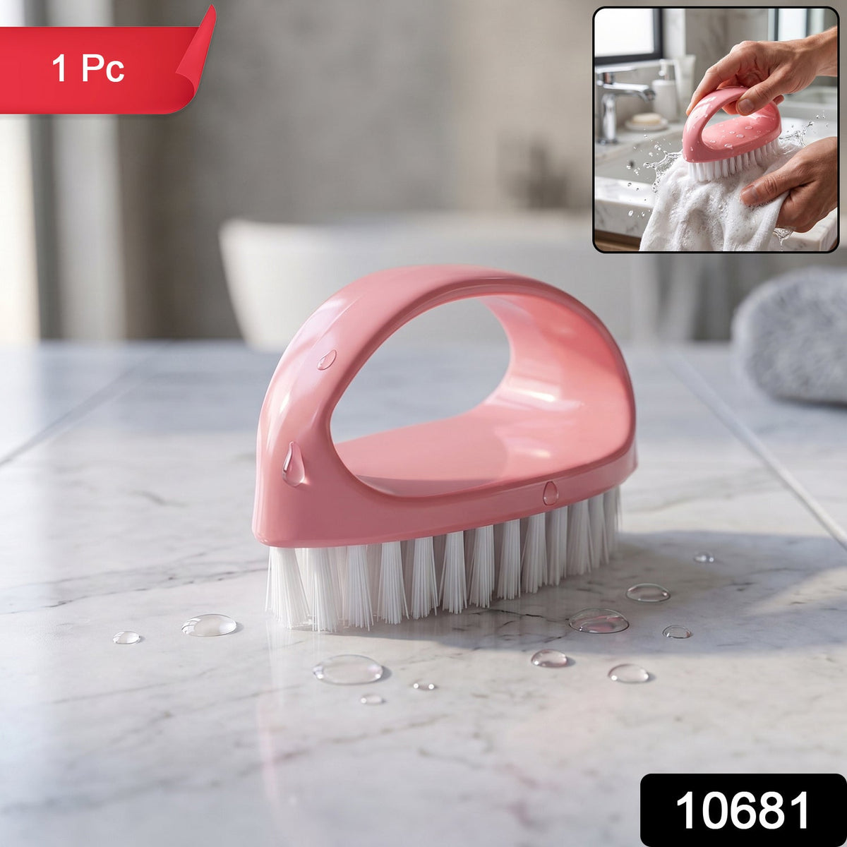 Heavy-duty plastic cleaning brush with ergonomic handle