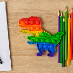 Dinosaur Shaped Rainbow Pop It Fidget Toy (1 Pc)