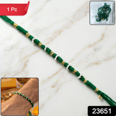Traditional Green Pearl Beaded Rakhi (1 Pc, Mix Color)