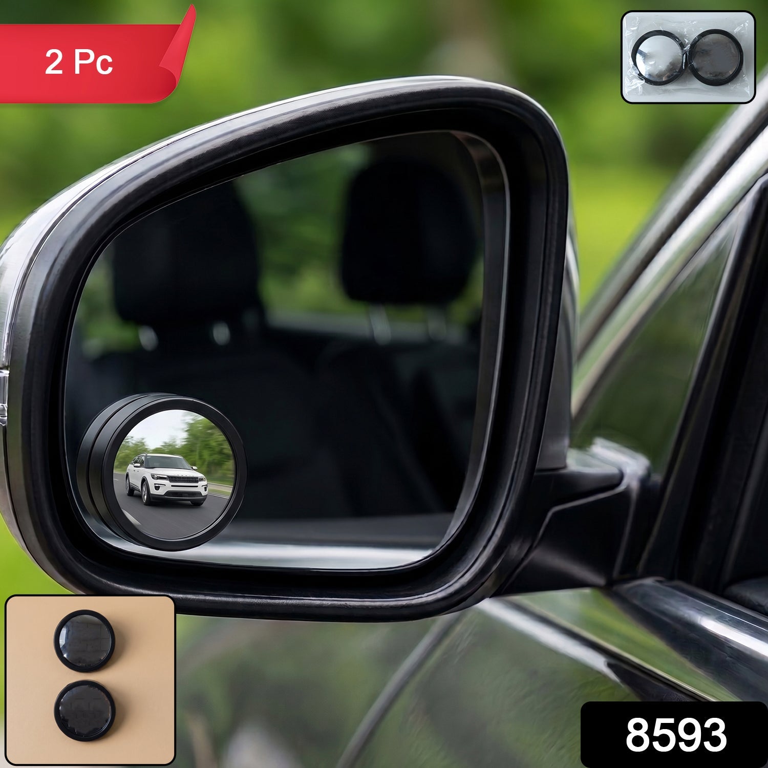 Stick-on round convex blind spot mirror for car