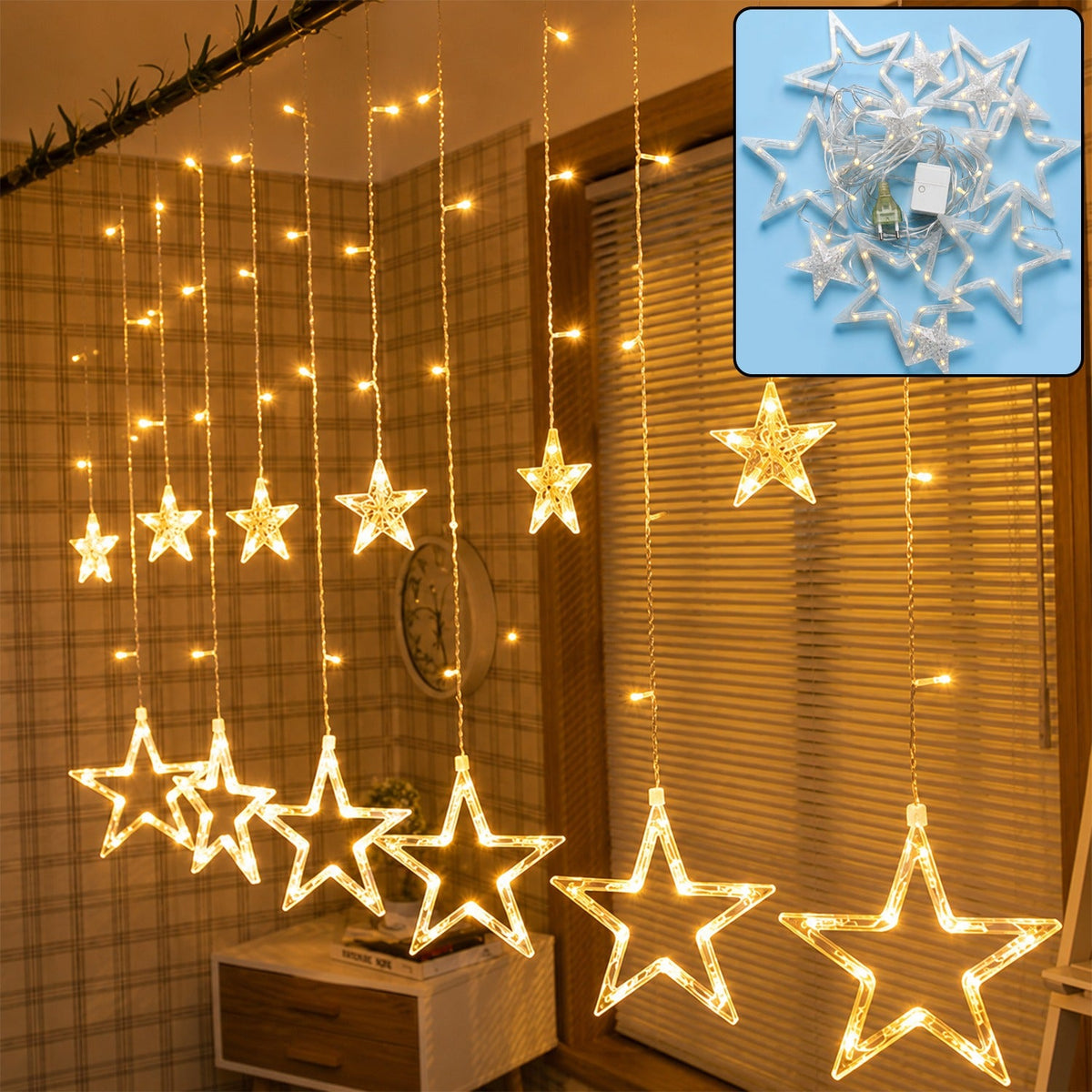 White star LED string light set warm fairy lights for decoration