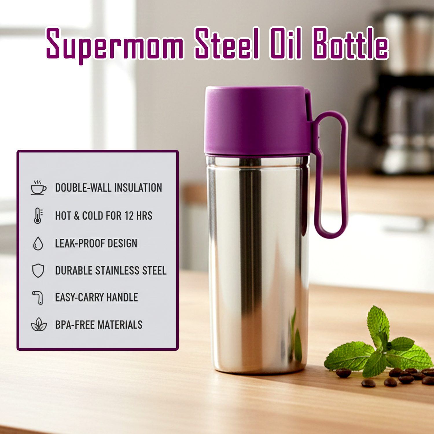Supermom 750ml Approx. Stainless Steel Oil Pourer (1 Pc)