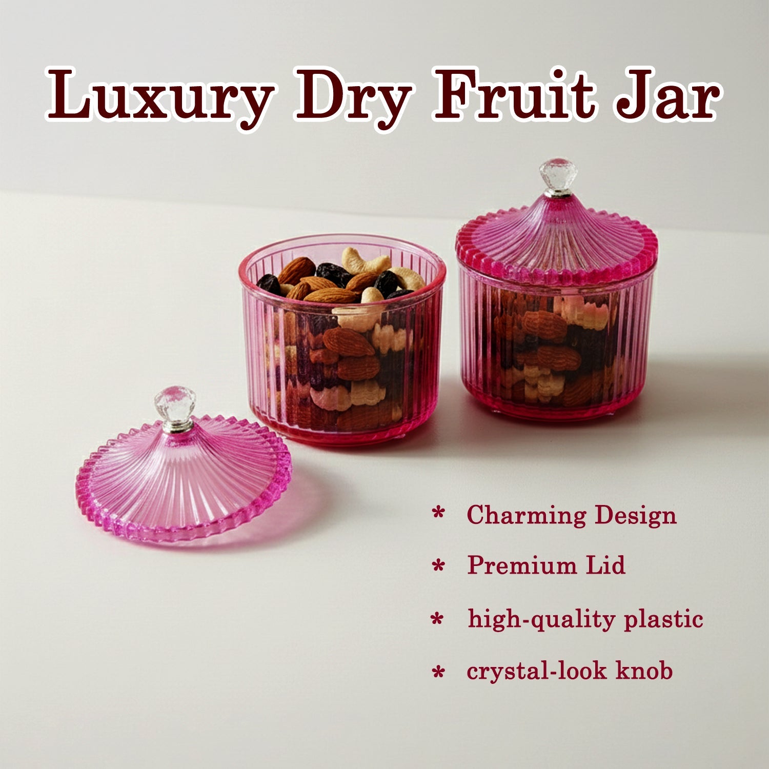 Decorative dry fruit storage jars set for serving
