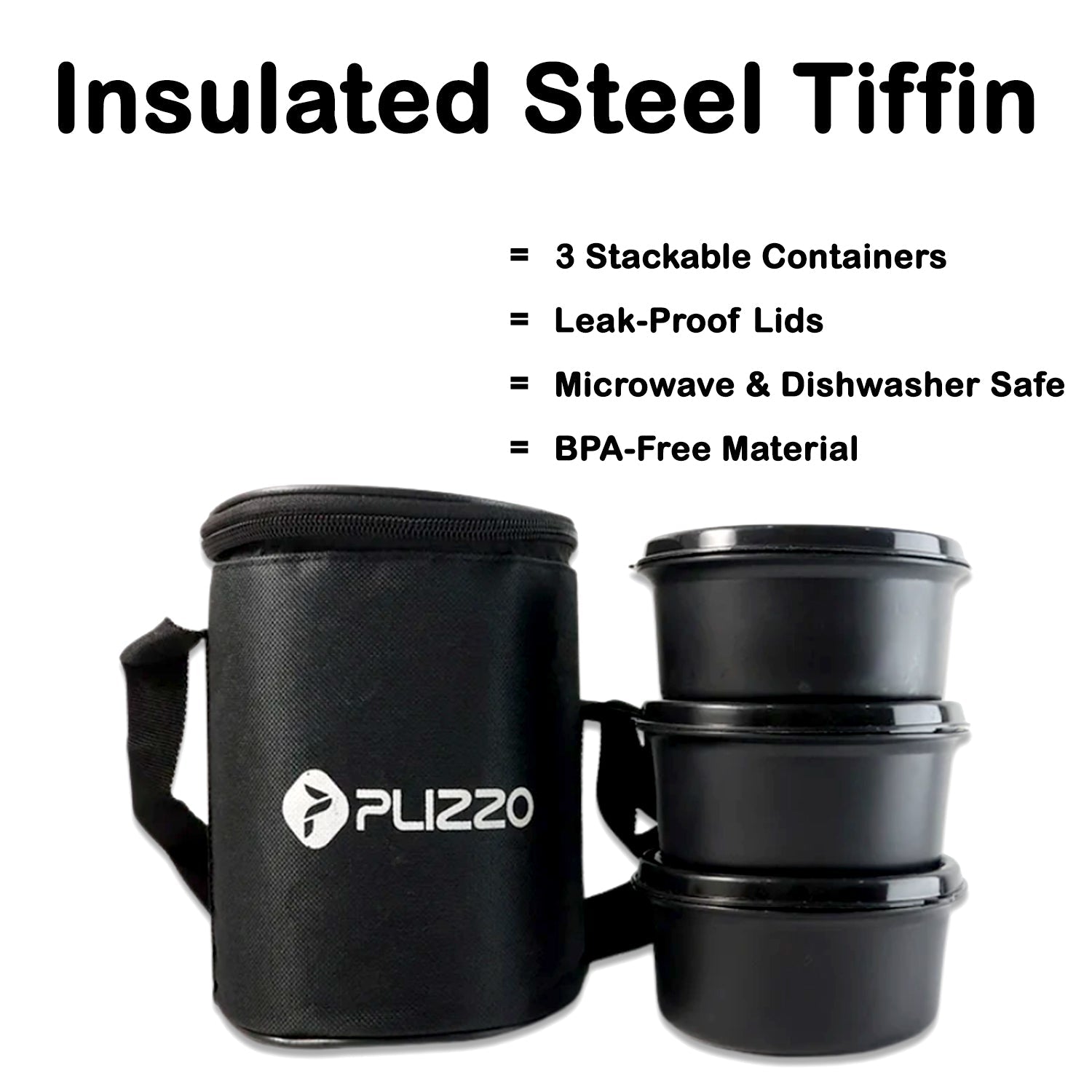Insulated stainless steel lunch box set with carry bag