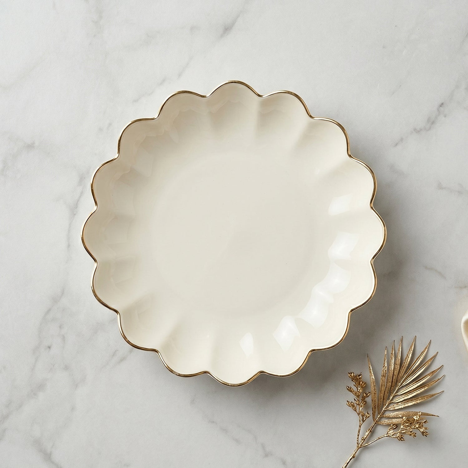 Decorative lotus platter on dining table