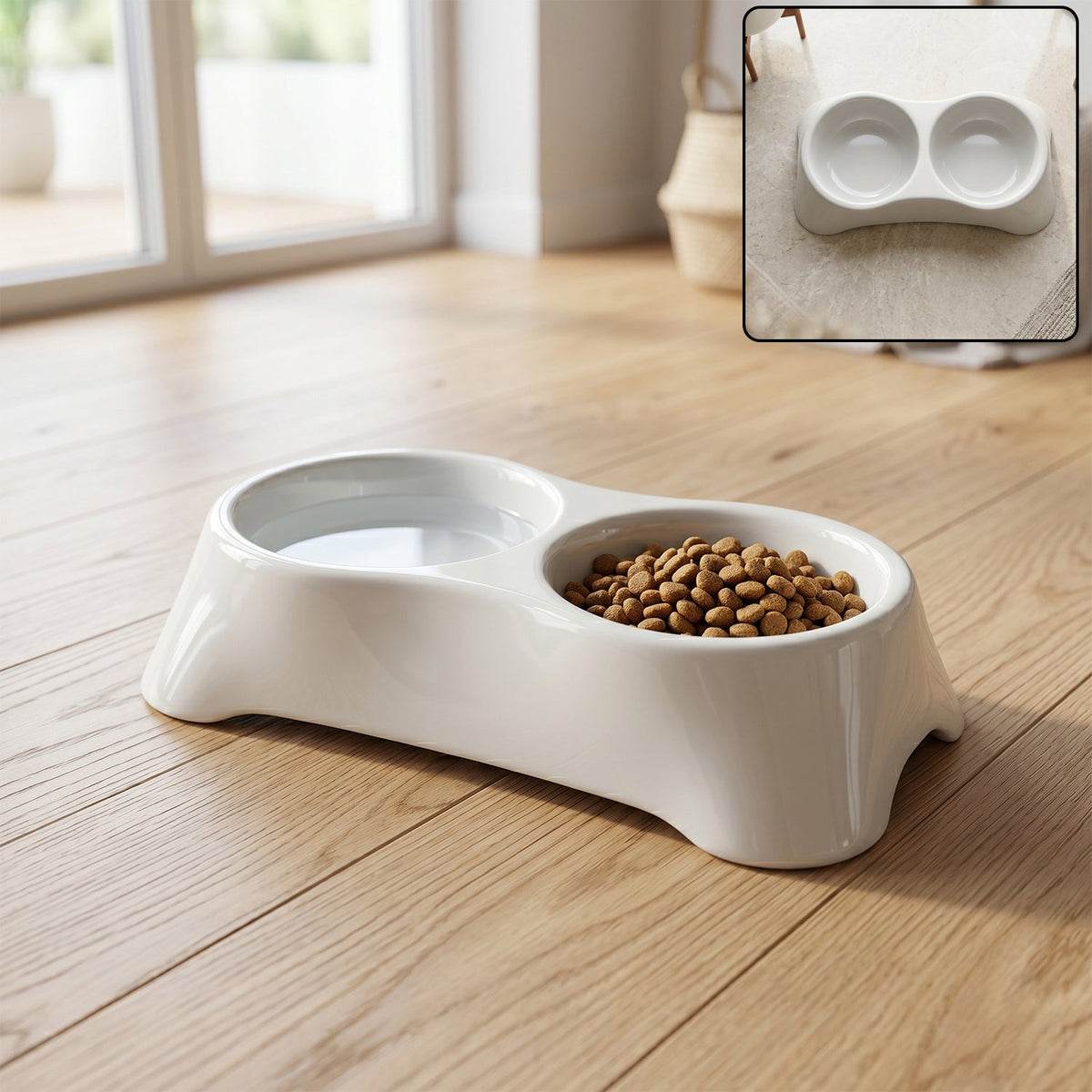 Dual pet food water feeding tray