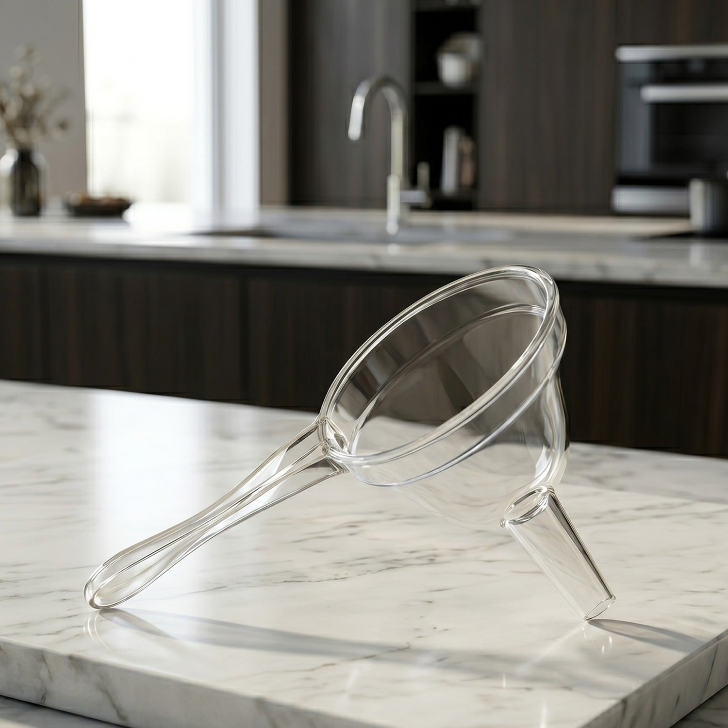 Transparent funnel handle grip