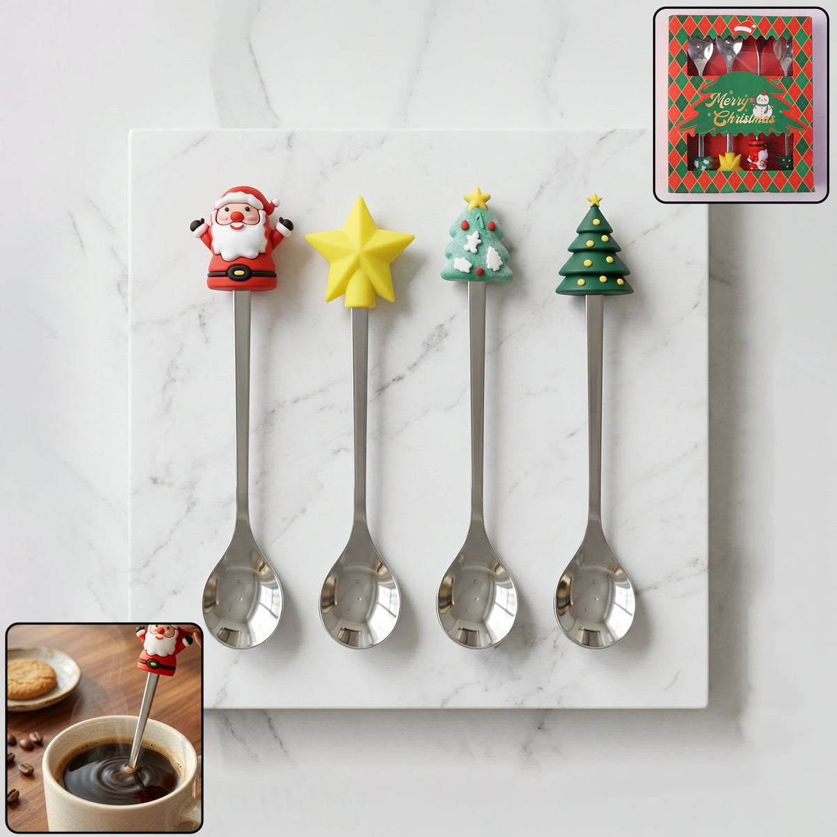 Golden cartoon spoon set 4pc