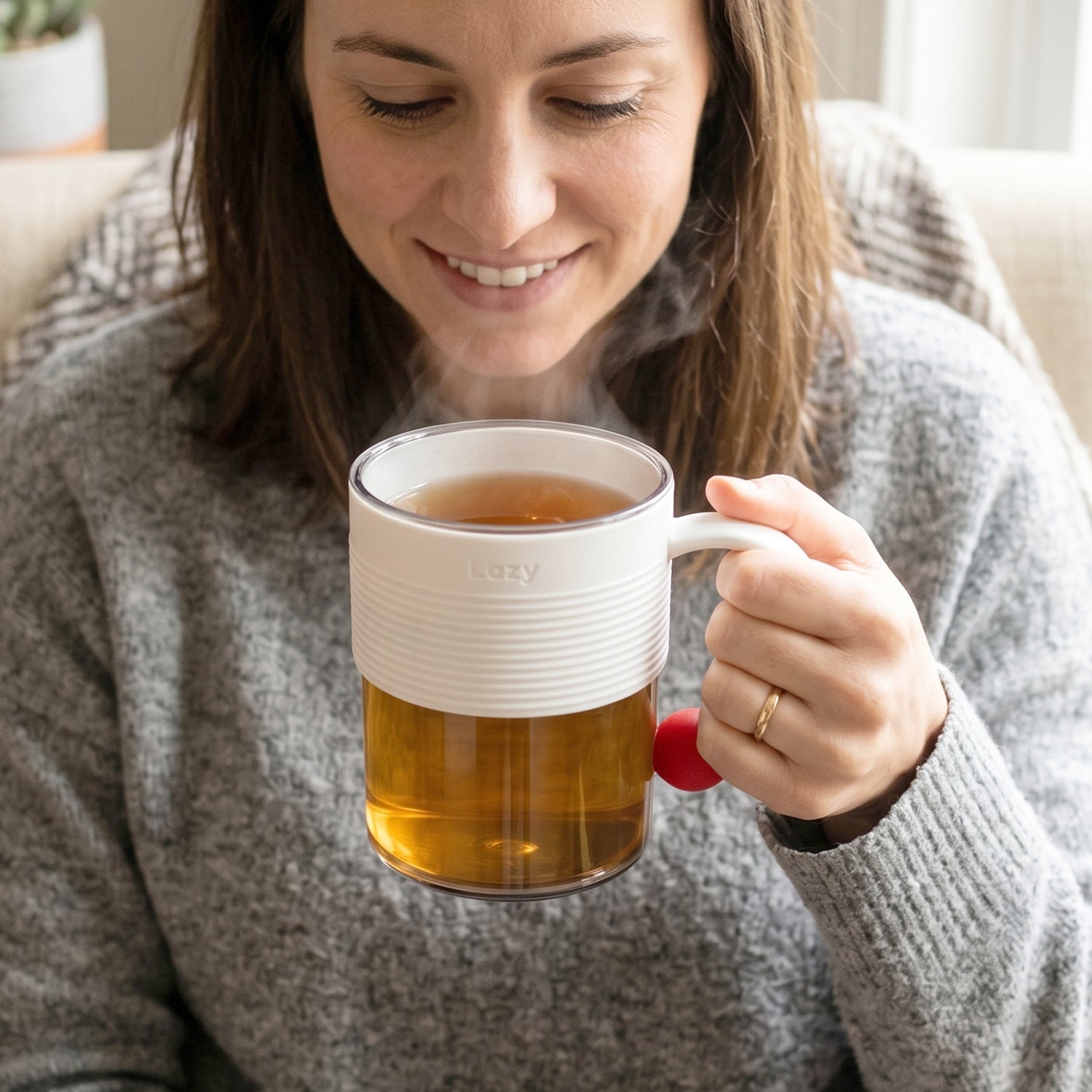 Transparent mug drinking use
