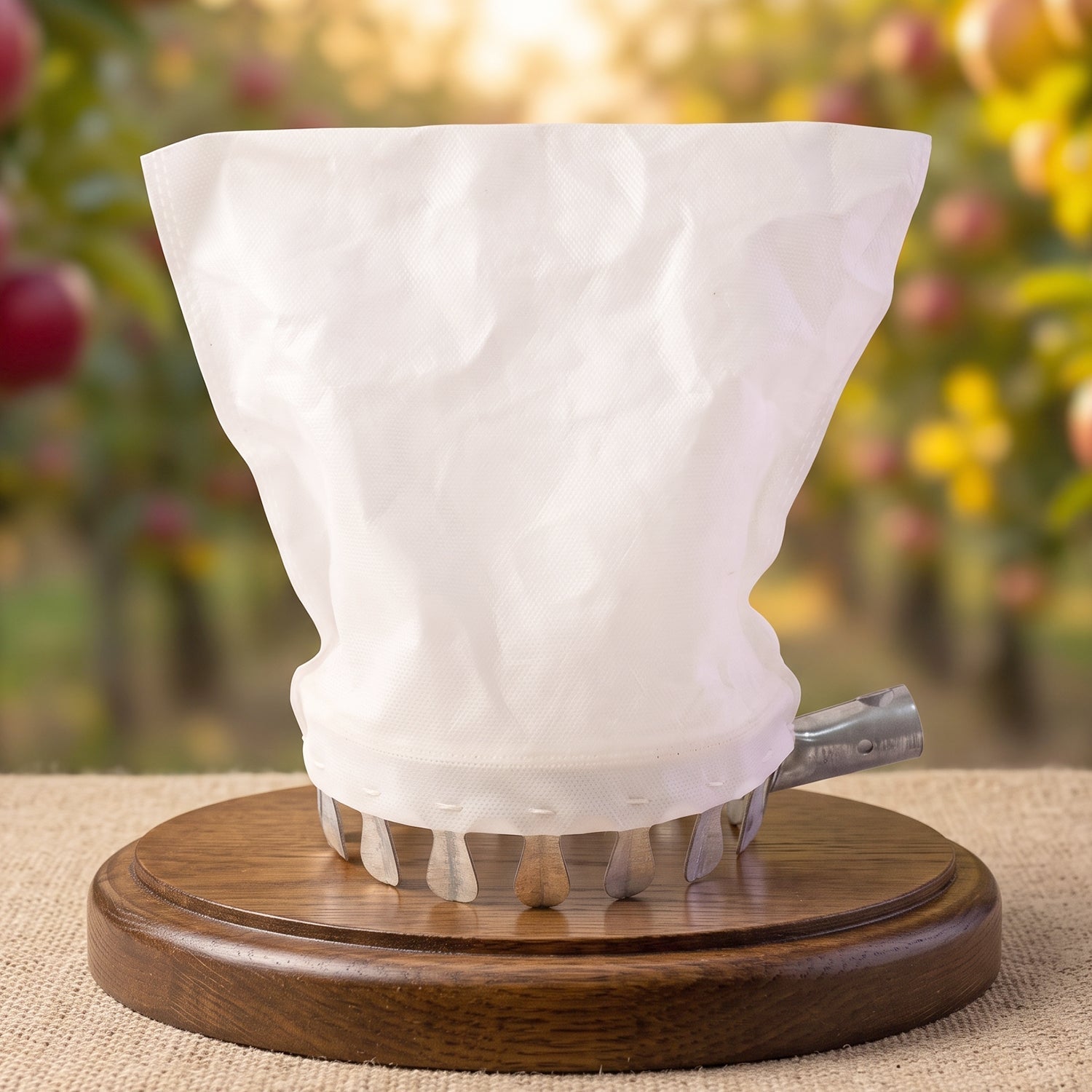 Fruit picker head with cotton collection bag