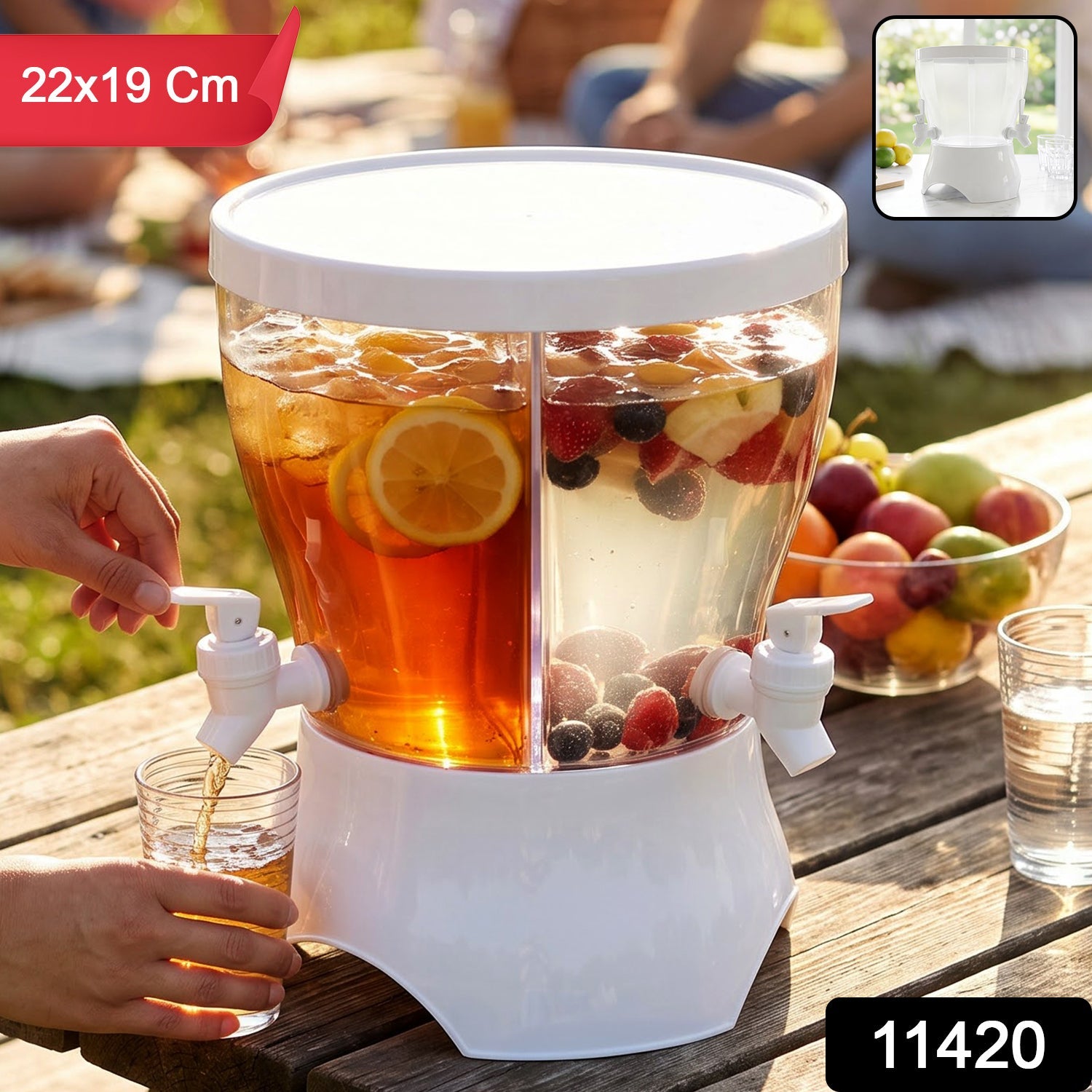 Plastic cold water storage kettle with dual taps, 1 piece