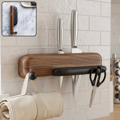 Wall mounted kitchen knife organizer in use