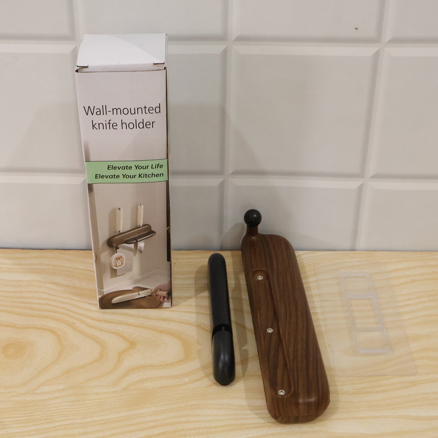 Wall mounted knife holder color box packing photo