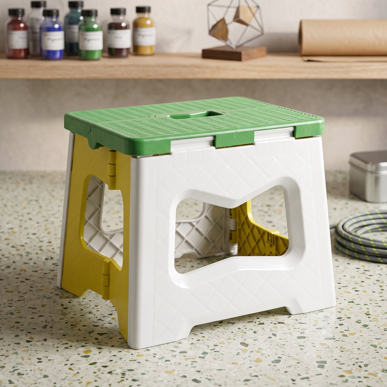 Heavy duty folding plastic stool product view