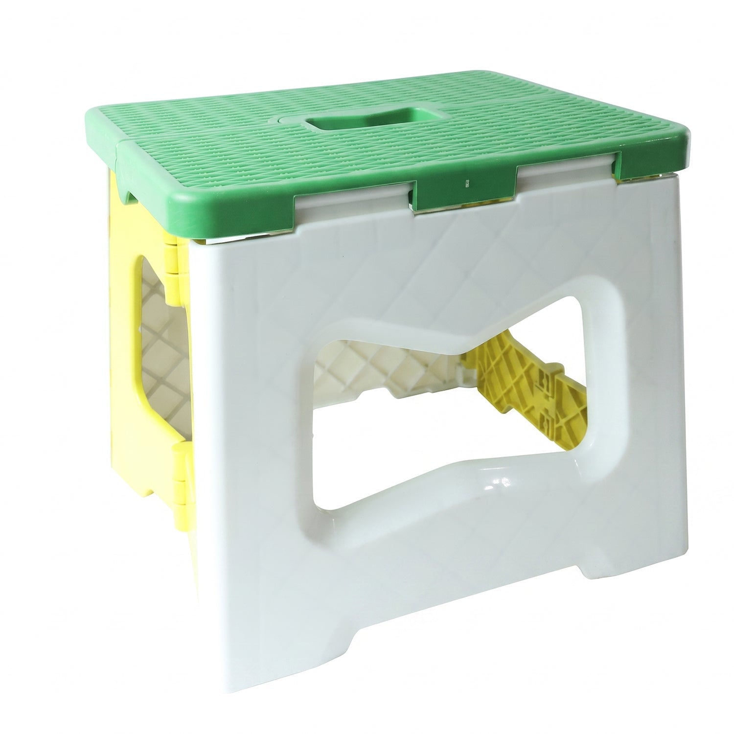 Foldable plastic stool on white background