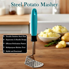 Apex L-Handle stainless steel potato masher full view