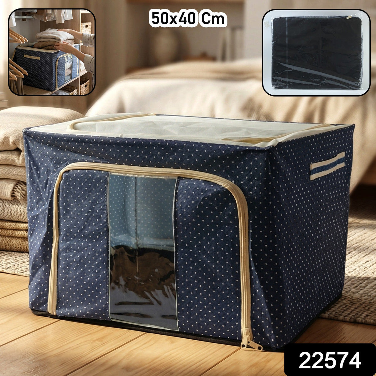 Foldable cloth storage box 50x40 cm with transparent window