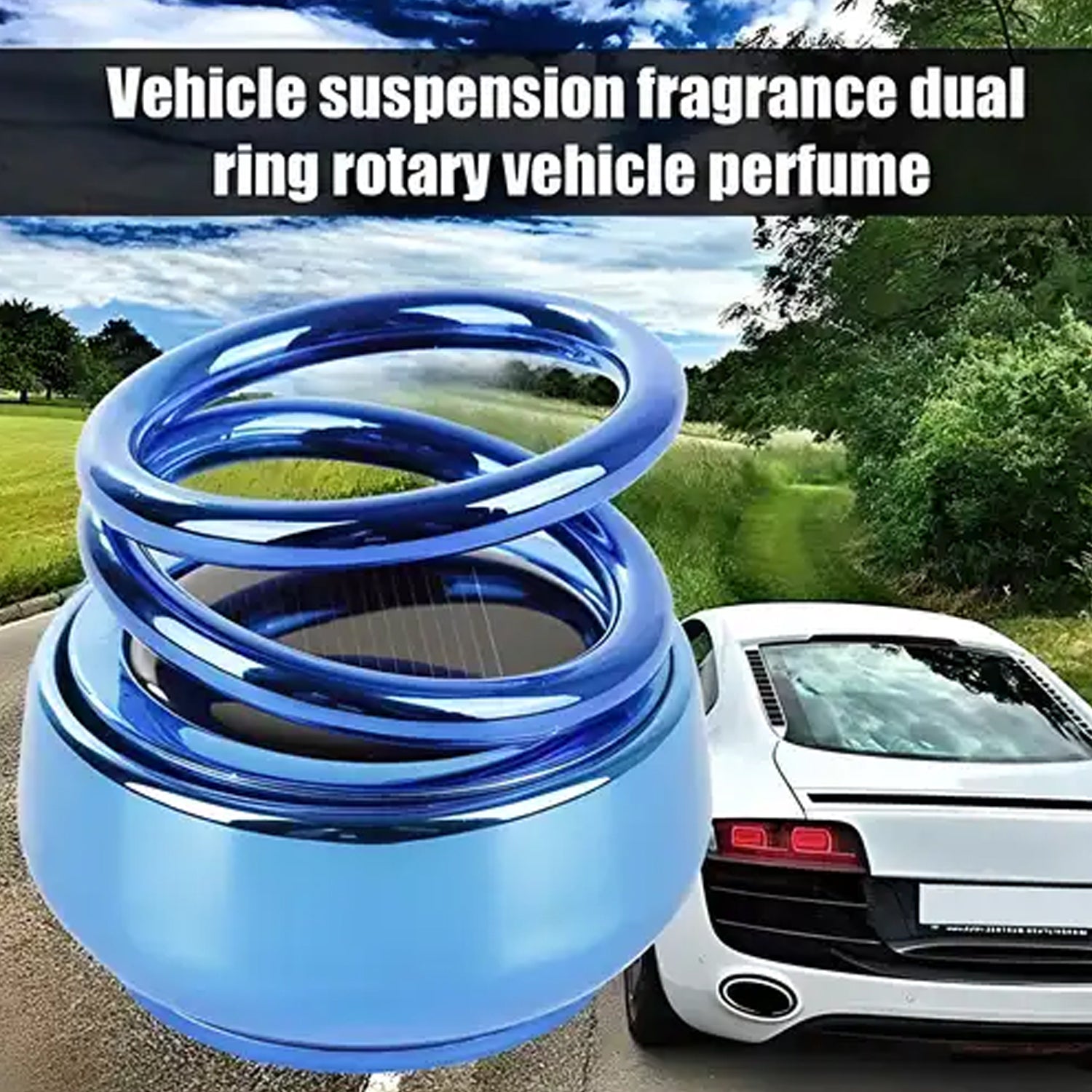 6319 Solar Power Car Aroma Diffuser 360Â°Double Ring Rotating Design, Car Fragrance Diffuser, Car Perfume Air Freshener for Dashboard Home Office DeoDap