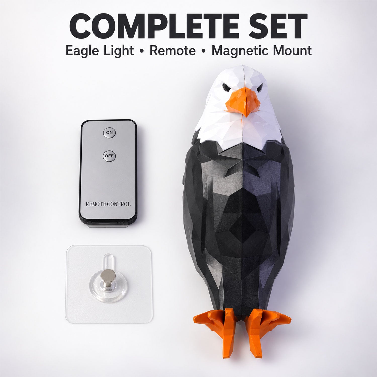 Geometric eagle ambient light used in a living space