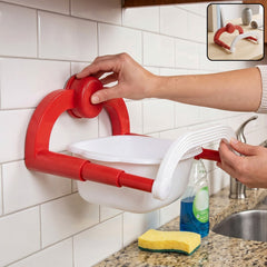 Suction cup basin holder rack kitchen installation view
