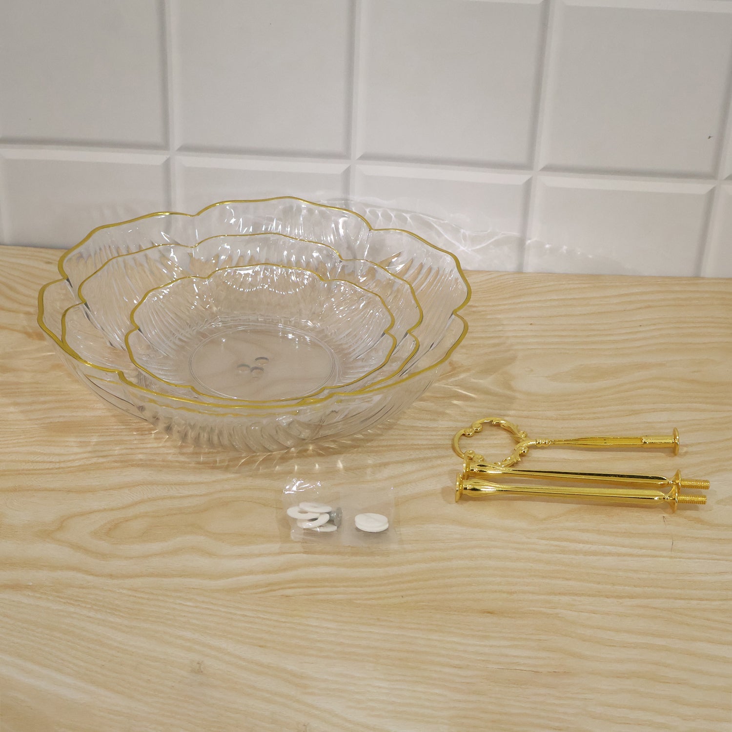 Live photo of three layer snack serving rack