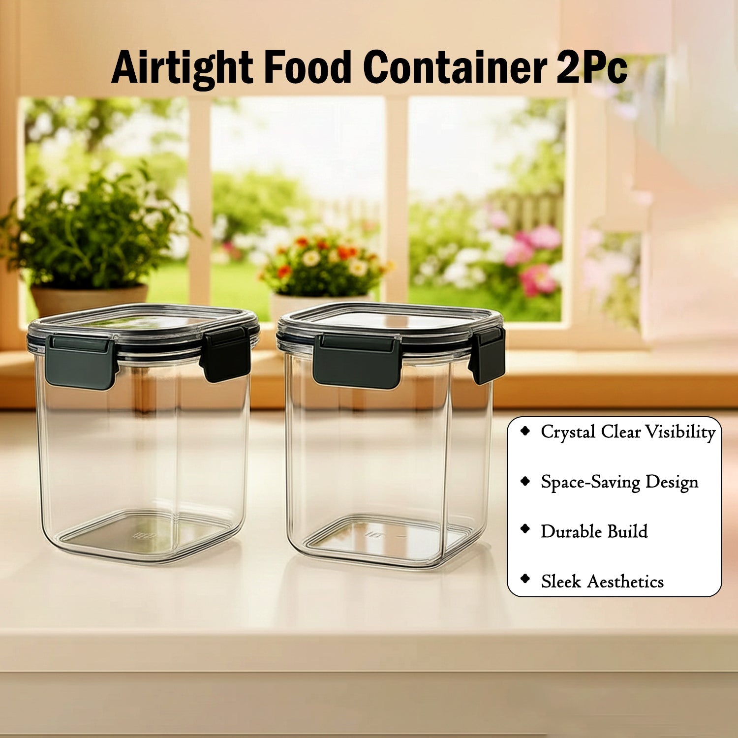 Apex Press N' Lock square storage containers with grey clips