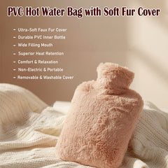 PVC Hot Water Bag with Soft Fur Cover (1 Pc)