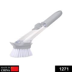 Dish scrubber featuring built-in liquid dispenser