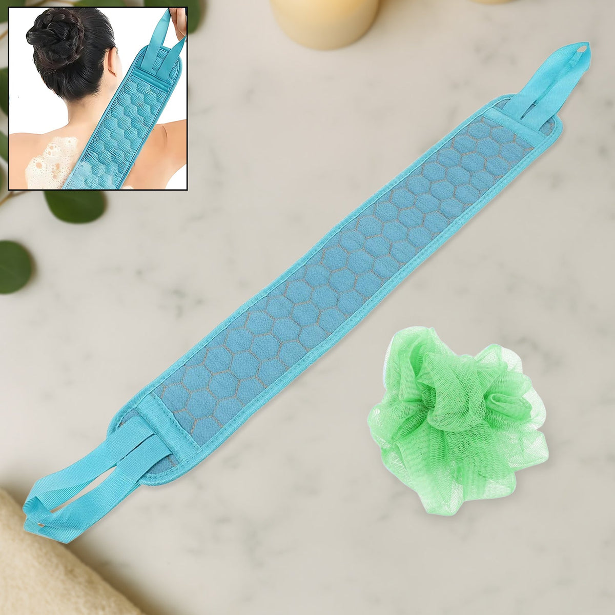 Bath Shower Scrubber Set â€“ Dual-Sided Loofah Sponge & Bath Brush Deep Clean (2 Pcs)
