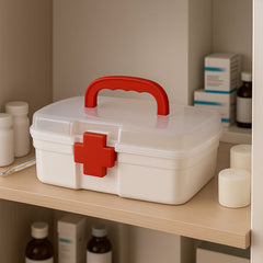 3-Compartment First Aid Box â€“ Portable Medicine Storage with Tray & Clear Lid