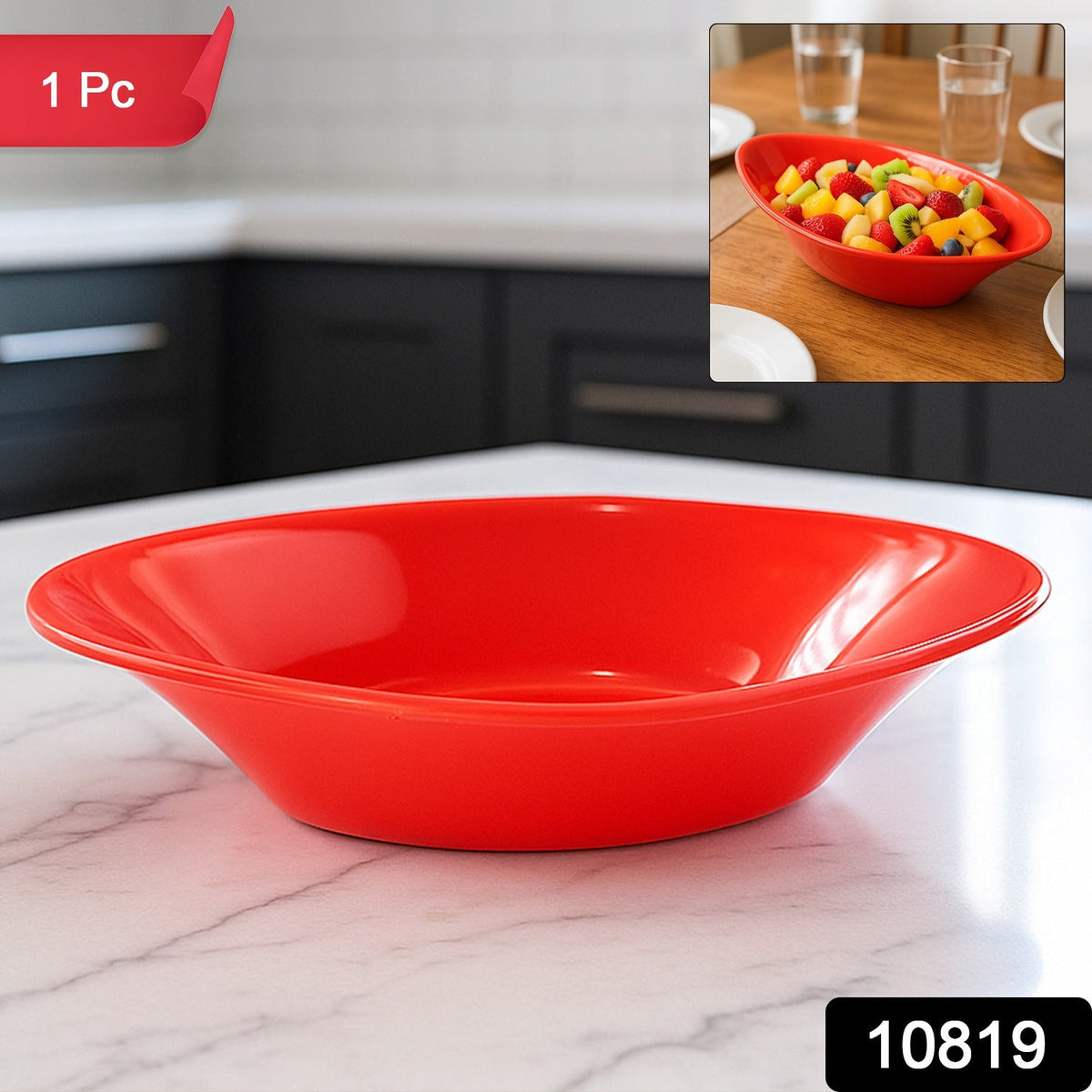 Elegant Oval Deep Bowl Red