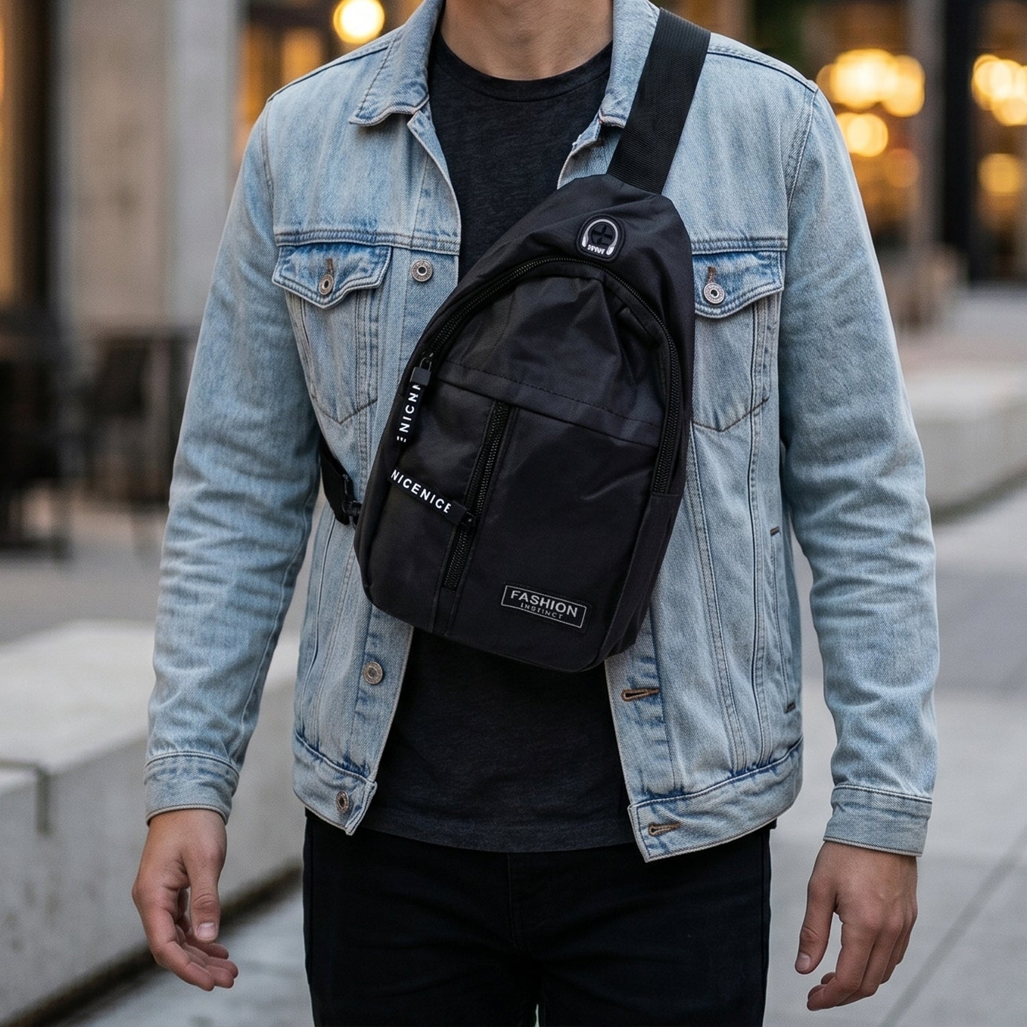 Back view showing adjustable strap of waterproof sling bag