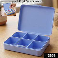 Pack of portable 6-compartment medicine storage cases