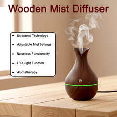 Mini Wooden Vase Pot Diffuser humidifier size scale comparison