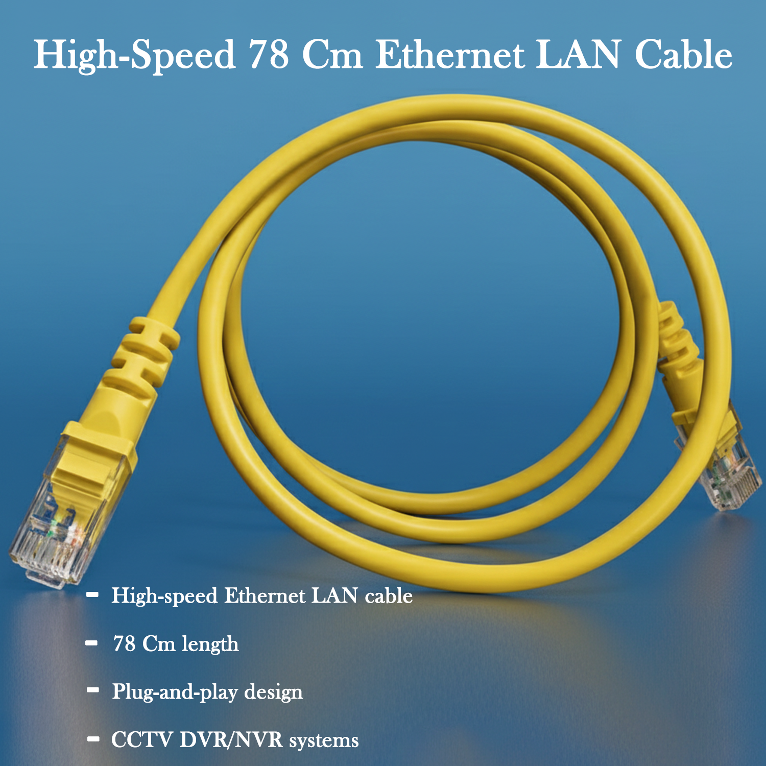 High-Speed 78cm Ethernet LAN Cable with RJ45 Connector (1 Pc)